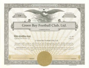 Green Bay Football Club, Ltd - Green Bay Packers related Unissued Stock Certificate